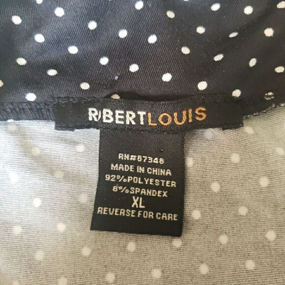 Women Size XL Strapless Dress Black White Polka Dot Midi Rockabilly Robert Lewis - Picture 4 of 7